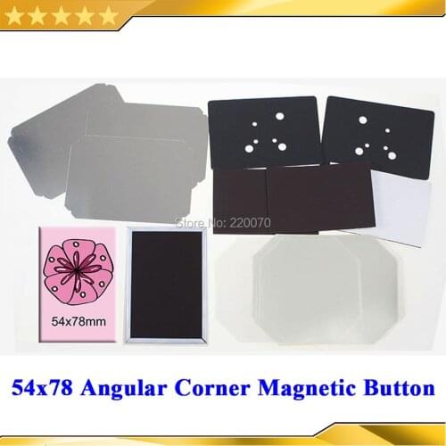 100 Sets Blank Angular Corner 54x78mm Rectangular Button Maker Fridge Magnet Button Material Badge Making Machine