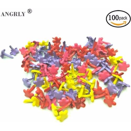 100PCs 7x10mm Plum Blossom Flower Brads Scrapbooking Embellishment Fastener Brads Metal Plum Flower Crafts For Shoes Decoration