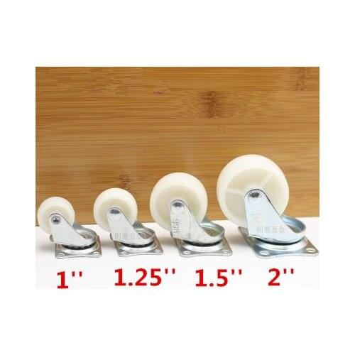 2 Pcs White 1-2 inch Single Wheel Light Duty Swivel Plate Plastic Rectangle Top Plate Move Flexible Light Duty Caster Wheel