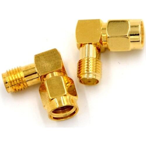 2pcs SMA Connector RF Coaxial Coax Adapter Connector RP-SMA Male (Female Pin) To SMA Female (Female Pin) Right Angle SMA Adapter