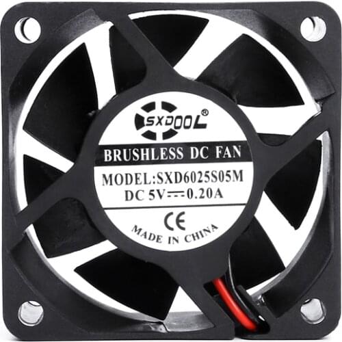 2pcs SXDOOL 5v 60mm PC CPU Cooling Fan 2 Pin Computer Case Cooler 6025 60x60x25mm Sleeve bearing silent quiet cooler radiator