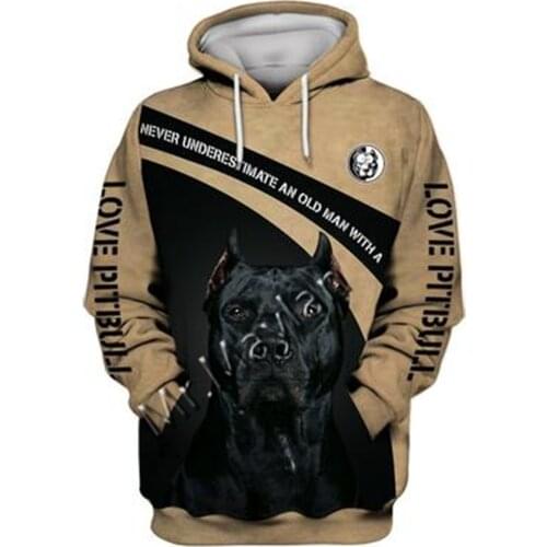 2021 Fashion Animal Pit Bull 3D Printed Hoodie Men Women Casual Pet Dog Designs Hooded Oversized Hooded Coat Drop Shipping WQ-35