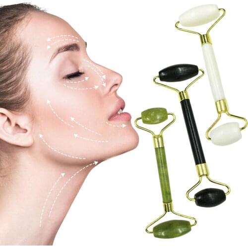 3 Colors Jade Massage Roller For Face Eye Face Neck Massager Guasha Scraper Thin Lift Beauty Slimming Tools Roller