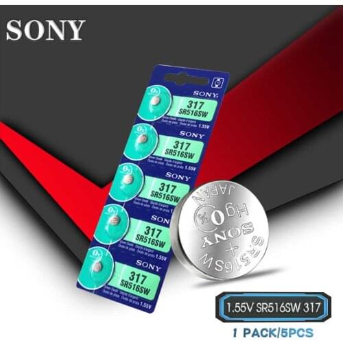 5pcs/lot Sony 100% Original 317 SR516SW SR62 D317 V317 1.55V Silver Oxide Watch Battery 317 SR516SW SR516 MADE IN JAPAN