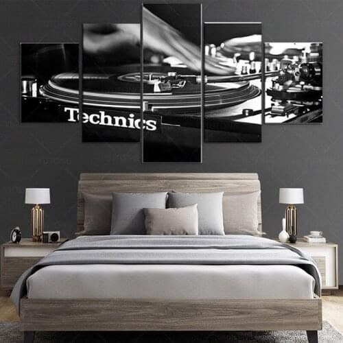 5 Piece Canvas Paintings Framework HD Prints Picture Turntable Record Deck Poster Home Decor for Living Room Wall Art Decoration