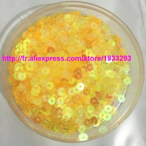 50g(7500pcs) 4mm AB Transparent Colors 6#Yellow Flat Round Loose Sequins Paillettes Sewing Wedding Crafts
