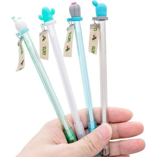 50PCS/lot South Korea Creative Cactus Ribbon Gel Pen Simple Cool Students Office Black Ball Pen Stationery