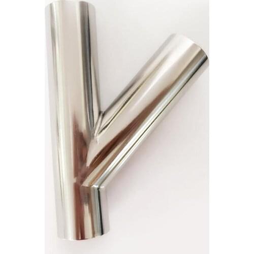 51mm 2" Pipe OD Butt Welding Oblique Y-Shaped 3 Way SUS 304 Stainless Sanitary Fitting Spliter Homebrew Beer Wine