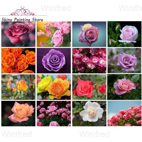 5D DIY Colorful Flower Diamond Painting Wall Art Rose Flower Full Square Round Diamond Embroidery Home Decoration Cross Stitch