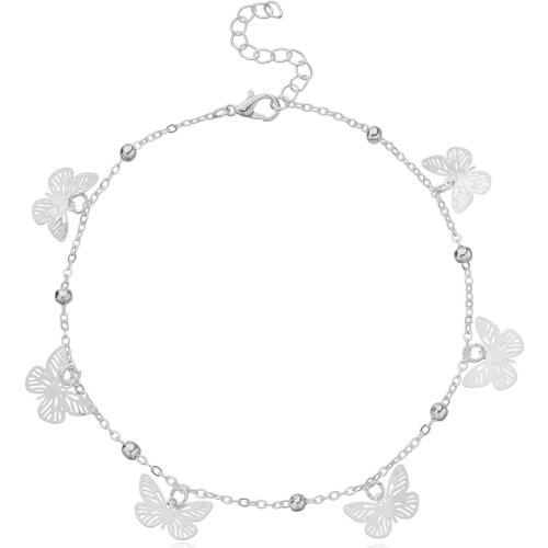 Hollow Butterfly Pendant Anklet Foot jewelry Womens Fashion Ankle Bracelet Foot Bracelets for Women and girls