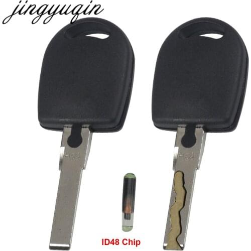 Jingyuqin Cut/Uncut Transponder Key Case With ID48 chip For VW Polo Golf for SEAT Ibiza Leon for SKODA Octavia Chip shell