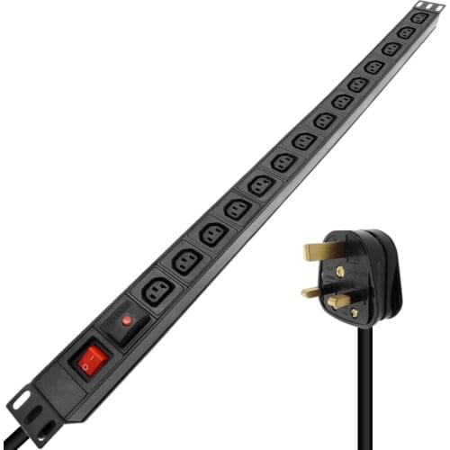 14 AC C13 Distribution Unit Strip Leakage Surge Protector Network Cabinet Socket With 2m Extension Cord UK EU US C14 AU PLUG