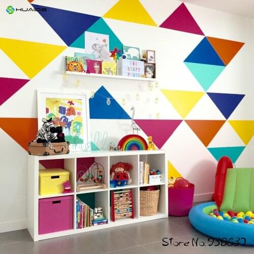 Jumbo Triangles Multicolor Wall Stickers Home Decor Living Room TV Background Wall Art Vinyl Large Wall Decals JW184