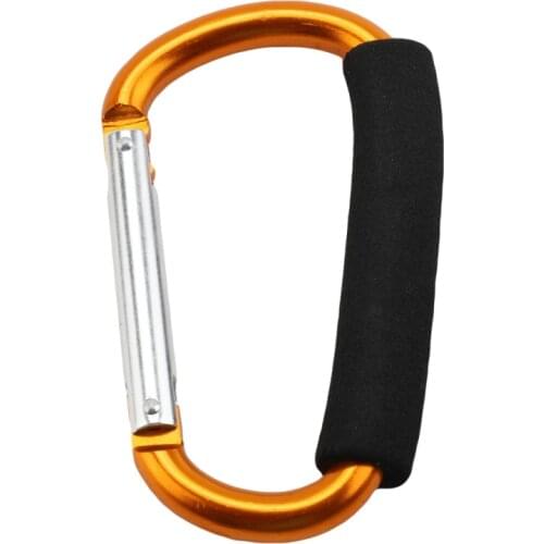 Large D-shape Aluminum Alloy Carabiner Quick-release Soft Handle Camping Buckle Hook Outdoor Keychain Carabiner Clip