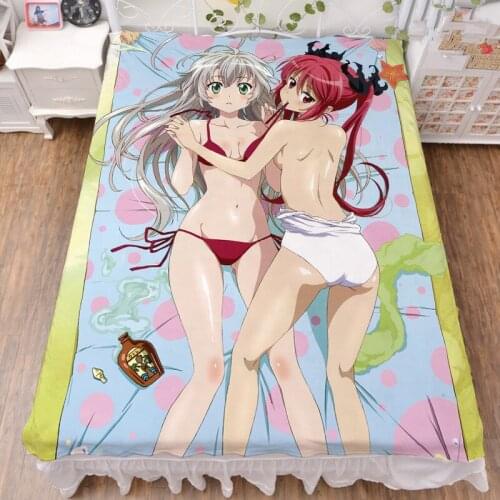 Coscase Anime The Testament of Sister New Devil Naruse Maria Naruse & Mio Milk Fiber Bed Sheet & Flannel Blanket Summer Quilt