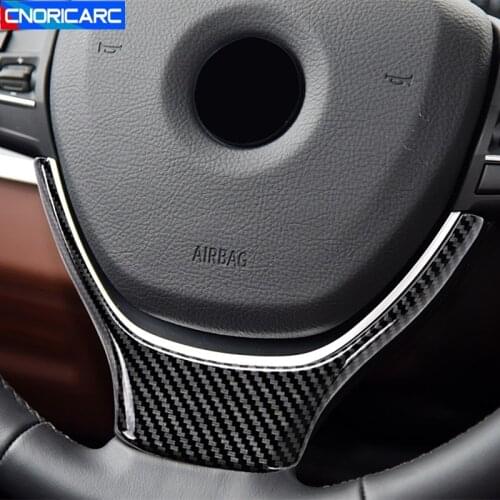 Car Steering Wheel Frame Decoration Cover Stickers Trim For BMW 5 7 Series F10 F01 GT F07 Interior Accessories Decals