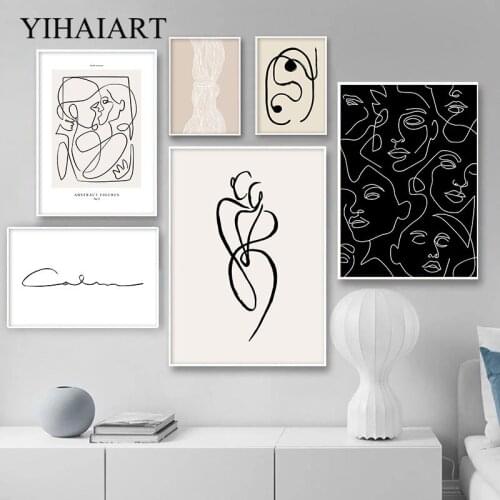 Nordic Abstract Line Drawing Canvas Poster Vintage Wall Print Minimalist Art Painting Woman Body Picture Modern Home Decoration