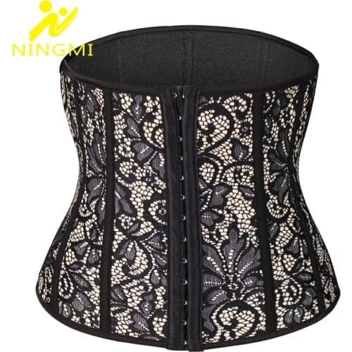 NINGMI Sexy Lace Waist Trainer Shapewear Women Latex Neoprene Sauna Modeling Belt Weight Loss Strap Slimming Body Shaper Cincher