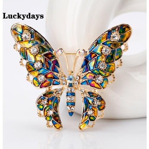 Luckydays New Rhinestone Butterfly Brooches for Women Insect Pin Winter Design Fashion Jewelry Accessories Gift Cute Brooch Pin