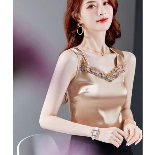 Women Tank top summer sleeveless V-neck mesh lace tank top women fashion office ladies basic black work tops female clothing