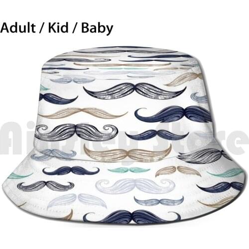 Men’S - Moustache Illustration Sun Hat Foldable UV Protection Moustache
