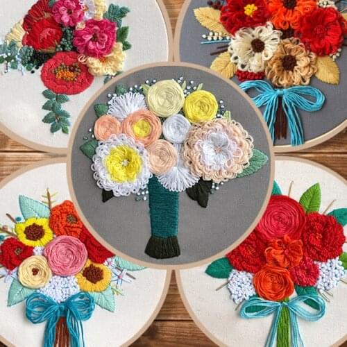 3D Flowers Embroidery kit DIY Materials Package Handcraft Cross Stitch Supplies European Embroidered Accessories Decor
