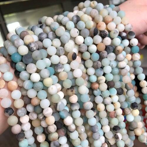Natural Stone Matte Amazonite Round Beads for Jewelry Making 15'' 4/6/8/10/12mm Perles Gem Loose Beads Diy Bracelet Necklace