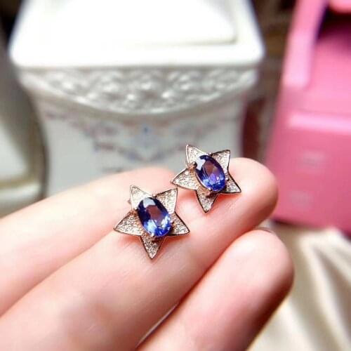NaturalTanzanite Earring Real Tanzanite Earring 925 Silver sterling Fine Charm Jewelry for Women Wedding Party Earring