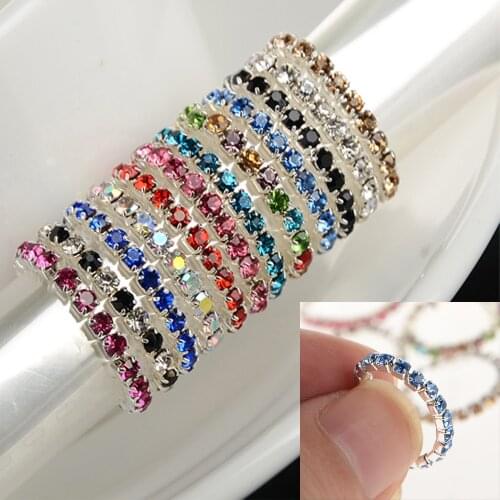 New Arrival 12Pcs/Set Mix Color Rhinestone Crystal Elasitc Foot Rings Adjustable Stretch Metal Toe Ring For Women Jewelry