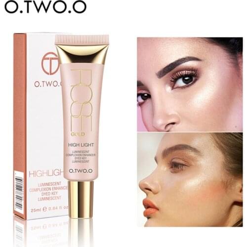 O.TWO.O 25ML Face Highlighter Cream Shimmer Primer Base Concealer Iluminador Liquid Highlighters Makeup Cosmetics For Face