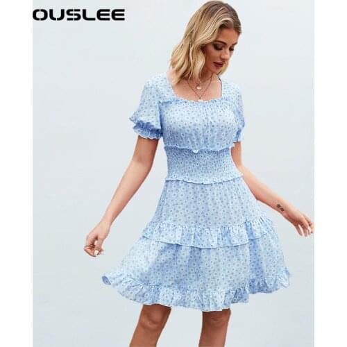 Синие летние платья OUSLEE China At AliExpress