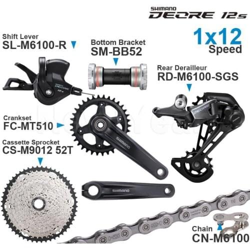 SHIMANO DEORE M6100 12speed Groupset with Shifter Rear Chain MT510 CRANKSET Bottom Bracket and 11-50T 52T Cassette Sprocket