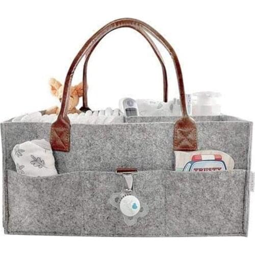 Baby Diaper Caddy Portable Organizer Bag Foldable Felt Compartments Holder For Changing Table And Car Nursery Essentials Mother