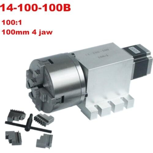 Harmonic Drive Reducer 3 4 Jaw 80mm 100mm Chuck CNC 4th Axis Rotary Axis Speed Reducing Ratio 100 for Milling Machine