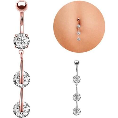 NEW Crystal Dangle Belly Bars Belly Button Gold Rings Belly Piercing Body Jewelry Navel Piercing Rings