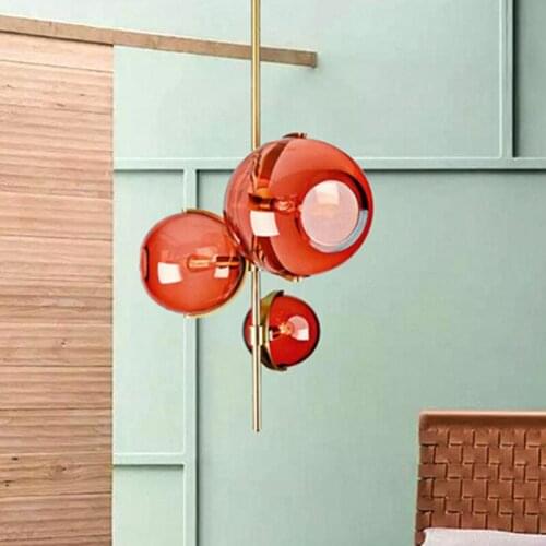 Nordic Pendant Lamp Postmodern Designer Red Glass Pendant Lights Living Room Bedroom Dining Room Loft Decor E27 Light Fixtures