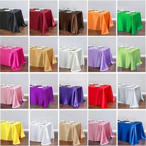 Satin Tablecloth Table Cloth Polyester Fabric On The Table Cover Overlay For Birthday Wedding Banquet Restaurant Festival Party