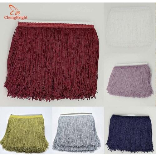 CHENGBRIGHT 5 Yard 20cm Wide Sparkling Fringe Trim Tassel Fringe Trimming Latin Dress Stage Clothes Accessories Lace Ribbon