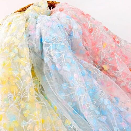 Colorful Embroidery Tiny Flowers Lace Fabric Tulle Mesh Skirt Dress Fashion Lace Fabric