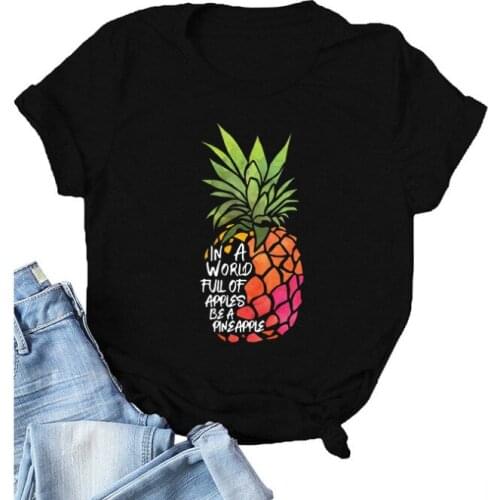 Summer Tshirt Woman In A World Pineapple Printing Female Tshirt Cotton Casual T Shirt Woman