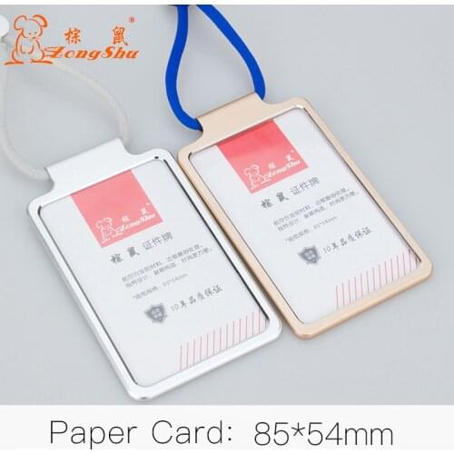 ZONGSHU Middle Aluminum Alloy Badge Holder Metal Employee Id Card Holder Adjustable Lanyard School Office Supplies Card Cover