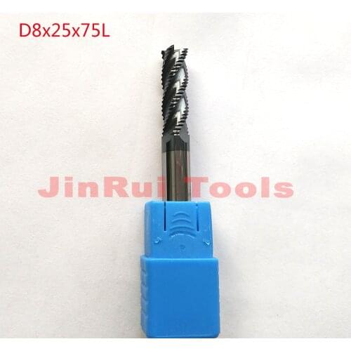 1pc 8mm D8*25*D8*75 HRC60 4 Flutes Solide Carbide Roughing End Mills CNC router bit milling cutter Tools knife fresa