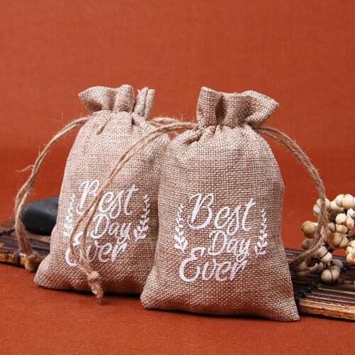 1Pc Jute Linen Fabric Drawstring Storage Bag Jewelry Organizer Coin Purse Environmental Gift Bag Holder