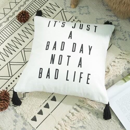 1PC Tassel Boho Cushion Cover Soft Black&White Cotton Canvas Pillow Case Home Decor Sofa Decorative Pillow Cover 45x45cm 30x50cm
