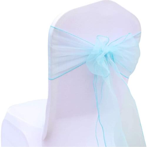 100pcs Wedding Decoration Organza Chair Sashes Chair Knot Chair Tie Organza Fabric for Wedding Party Decoration Hotel Supplies