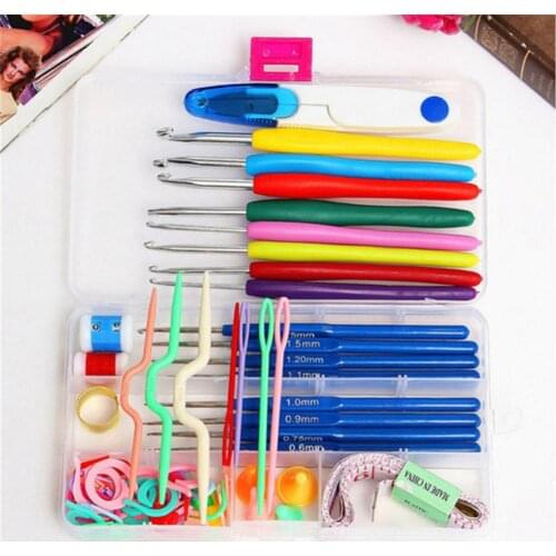 16 Sizes Knitting Crochet Hooks Needles Stitches Household DIY Weave Craft Sewing Tools Accessories Kit