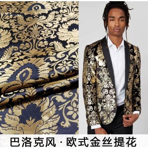 2021 European -Style Luxury Gilded Jacquard Suit Fabric Windbreaker Coat Brocade Cushion Fabric 285G/M