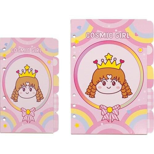 2021 Notebook divider 5 sheets set A5 A6 girl 6 ring binder index divider kawaii planner accessories Free shipping
