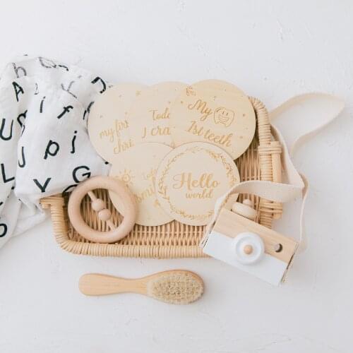9 pcs/set Baby Photography Accessories Set Wooden Photography Milestones Memorial Bath Toys Newborn Growth Gift Product