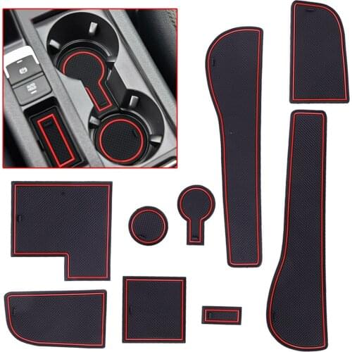 9Pcs New Rubber Car Gate Slot Mat Non-slip Cup Holder Pad LHD Fit for VW Golf 7 MK VII R GTI 2013 2014 2015 2016 2017 2018 2019